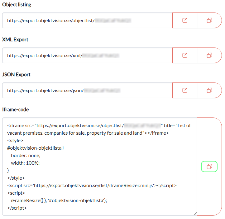 Portal settings iframe